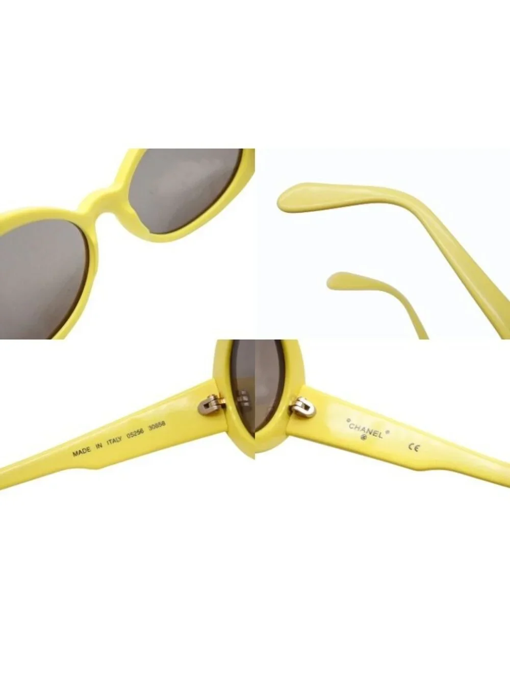 Chanel Oval Sunglasses Eyewear CC Logo Rhinestone Yellow